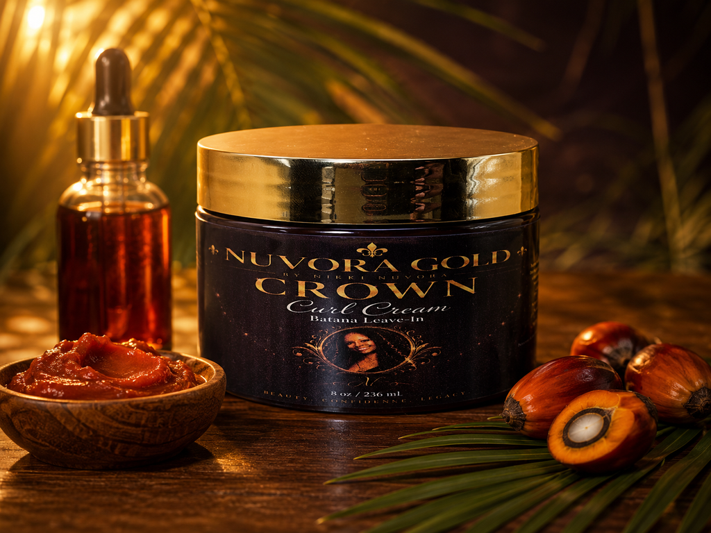 Batana Leave-In Curl Cream — Nuvora Gold Crown | No-Cast Moisture for 4C Coils