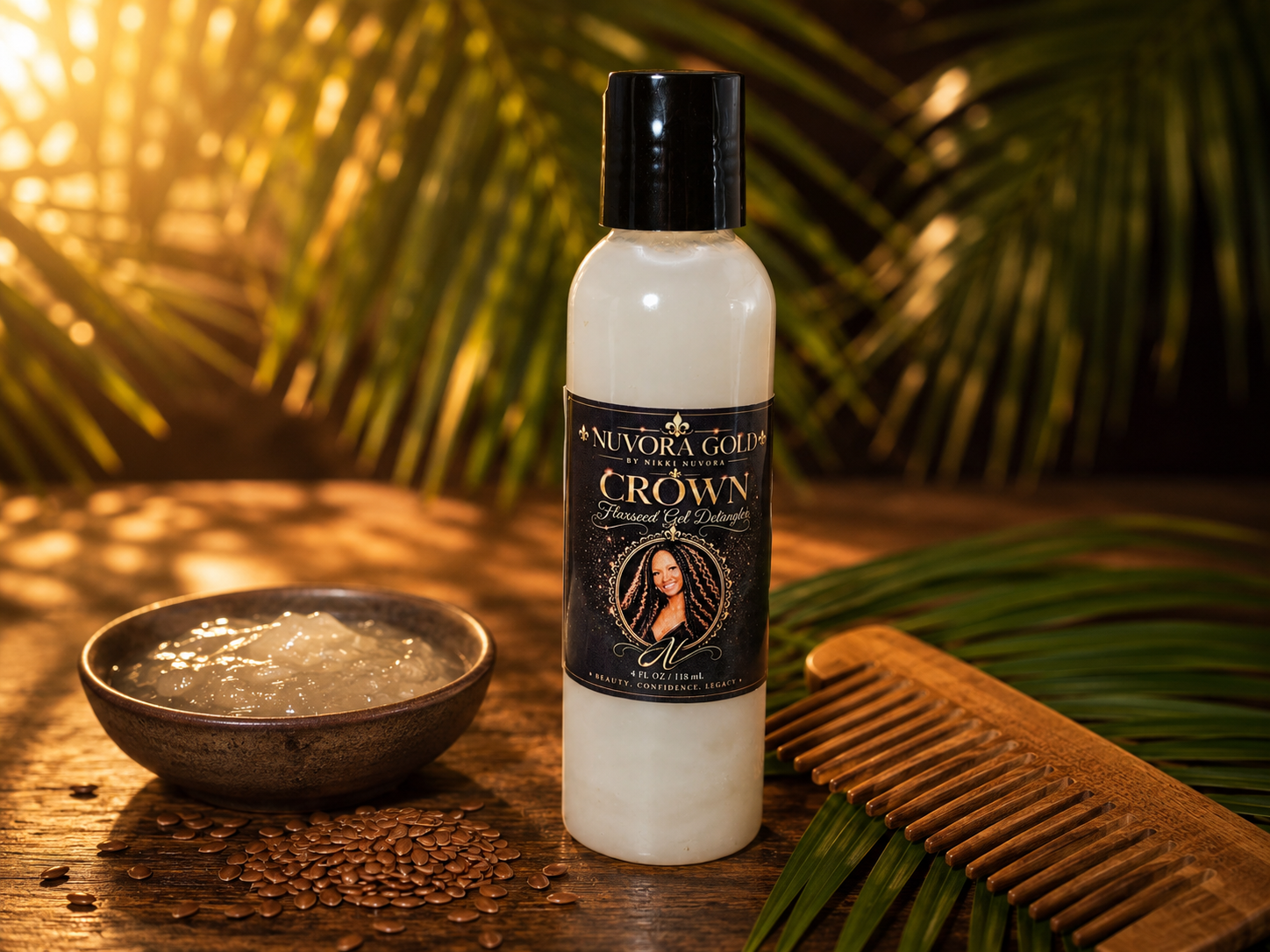 Nuvora Gold Crown Flaxseed Gel Detangler