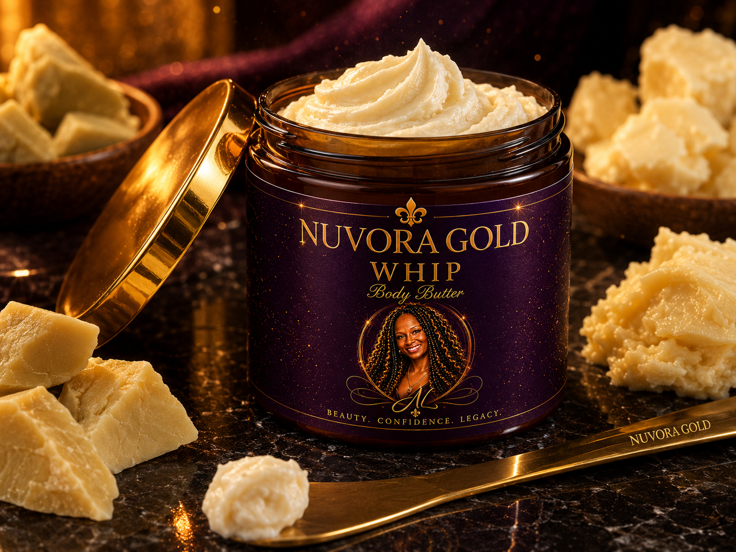 Whipped Shea Body Butter — Nuvora Gold | Deep Moisture for Melanin-Rich Skin