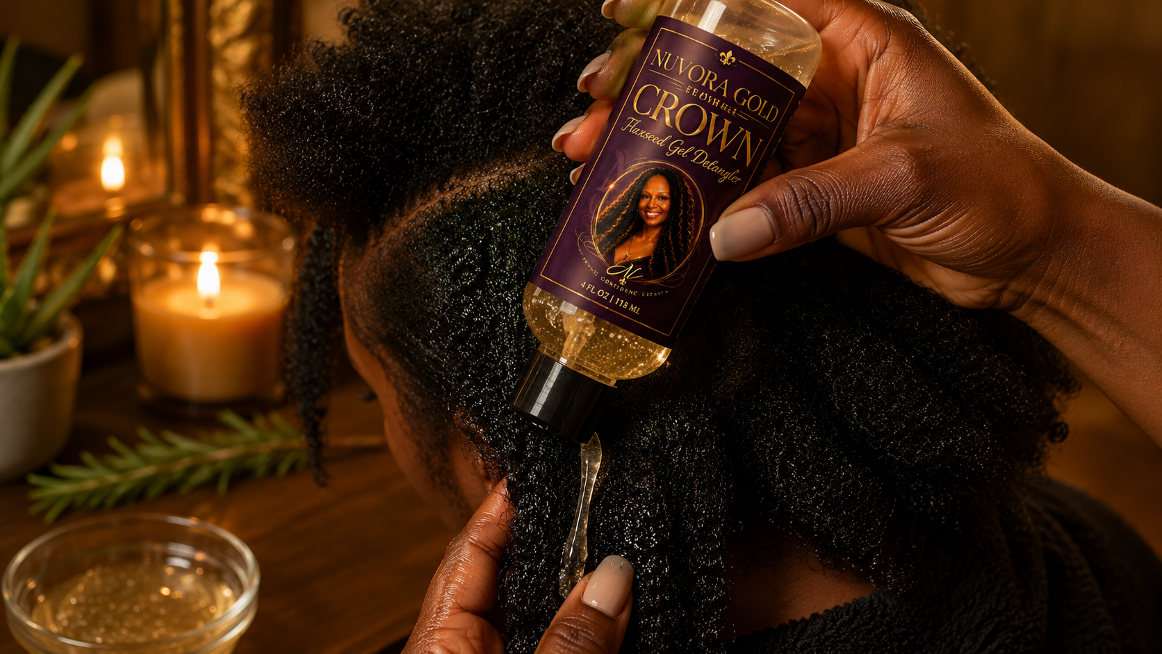 Nuvora Gold Crown Flaxseed Gel Detangler
