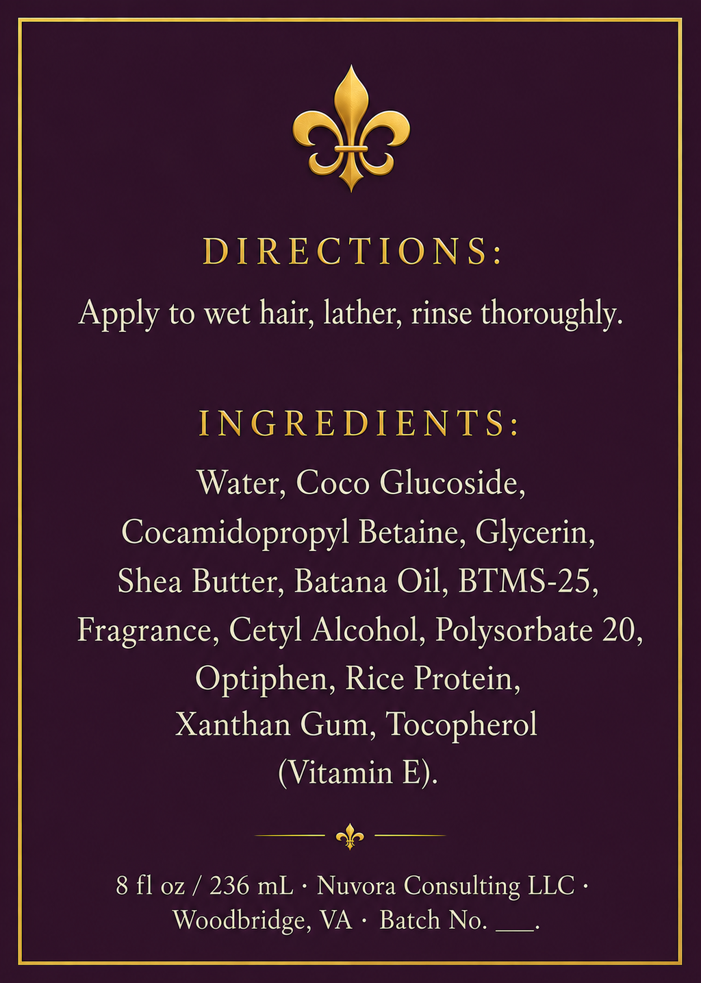 Batana & Butter Shampoo — Nuvora Gold Crown | Sulfate-Free for 4A–4C Hair