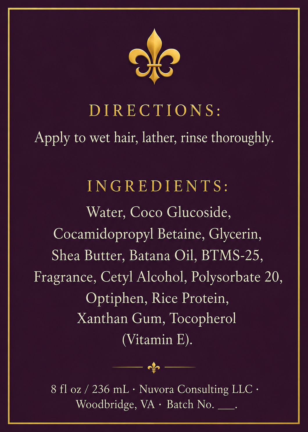 Batana & Butter Shampoo — Nuvora Gold Crown | Sulfate-Free for 4A–4C Hair