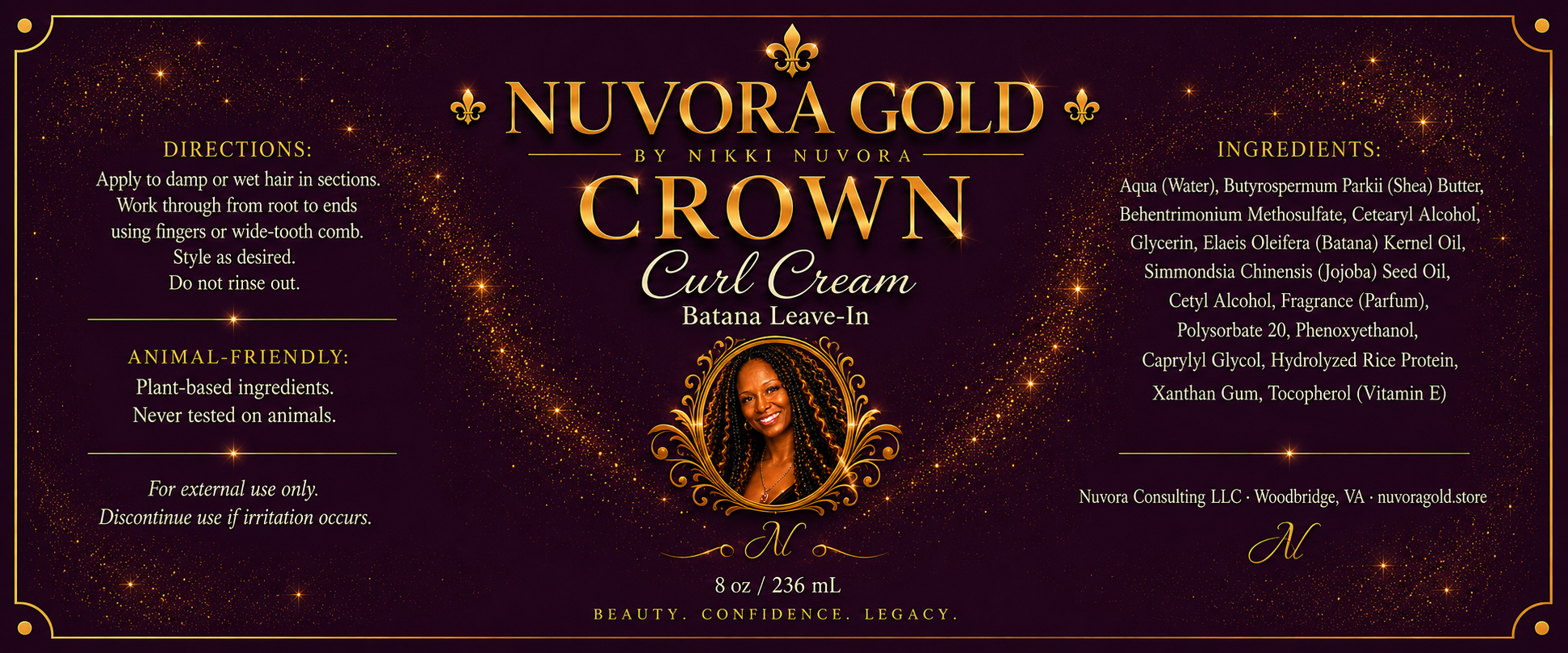 Batana Leave-In Curl Cream — Nuvora Gold Crown | No-Cast Moisture for 4C Coils